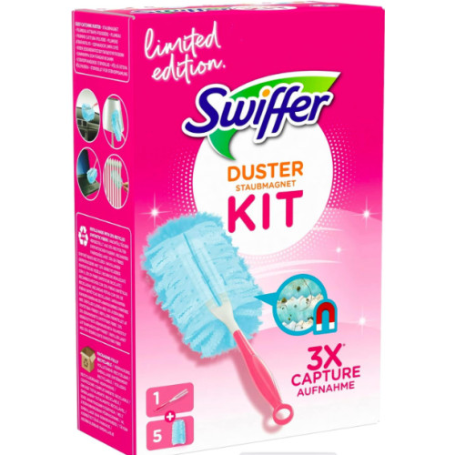 Щетка магнит для сбора пыли Swiffer duster Pink, пипидастр с 3-мя сменными насадками розовый